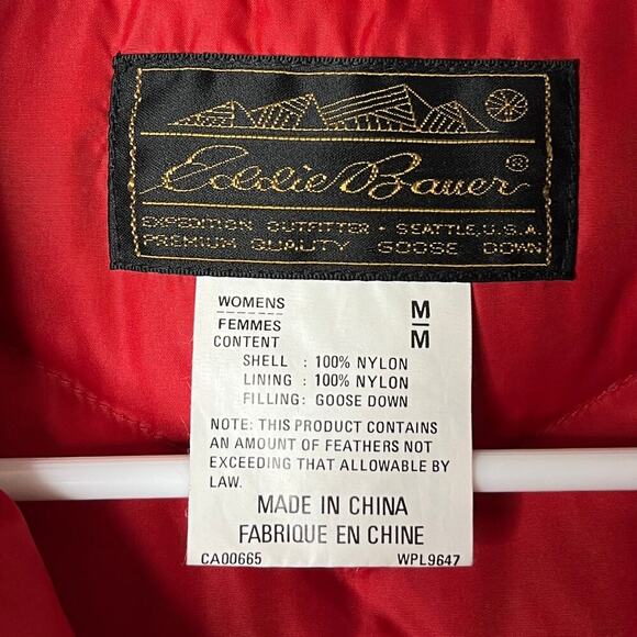 Eddie Bauer Women's Vtg Puffer Vest Jacket M Red Quilted Full Zip Down Insulated - Picture 6 of 7